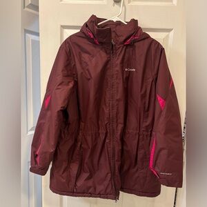 Columbia Omni-Shield Maroon Winter Jacket with Fuchsia Pink Accents 2X